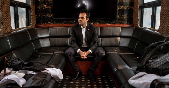 Vivek Ramaswamy Is Offering a Strong Defense of Trump, While Also Running Against Him