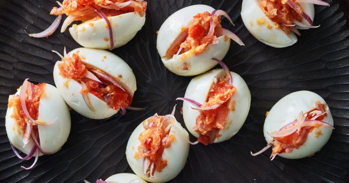 Peppery Stuffed Eggs, Gingery Chicken Noodle Soup and Easy Blueberry Pie Bars